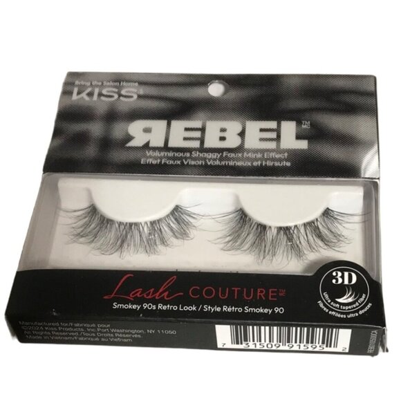 Kiss Rebel Lash Couture 3D Smokey 90s Retro Look Faux Mink Lashes - Picture 1 of 9